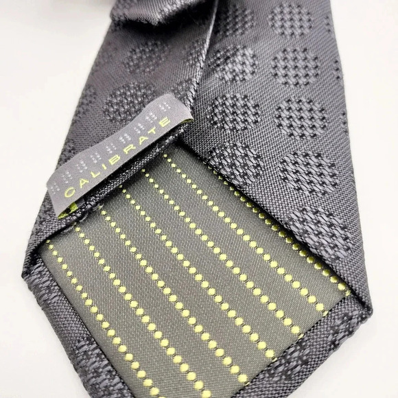 Calibrate Necktie Tie Silk Gray Houndstooth Dots Geometric College 3 x 58 - Picture 3 of 8